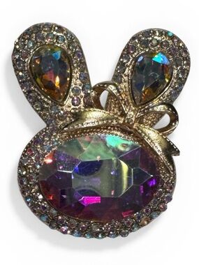 Crystal Bunny Brooch - Aurora, Multicolor